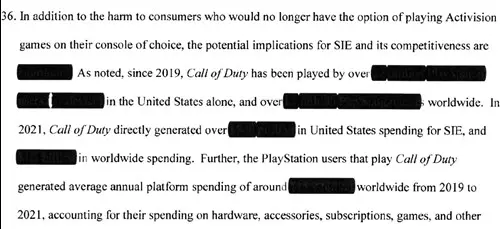 Sony redacted Call of Duty numbers