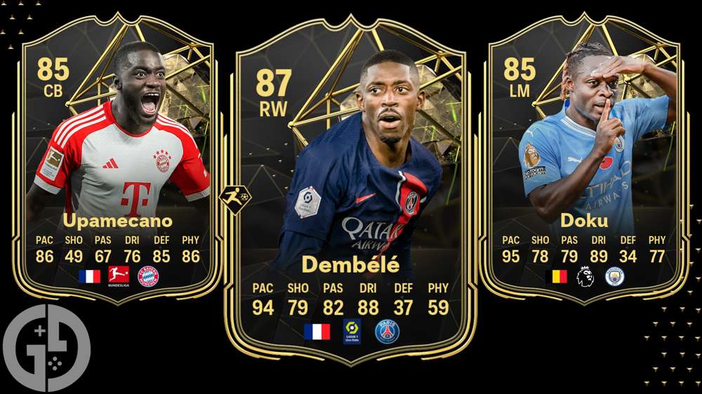 All EA FC 24 TOTW 8 players, including Dembele, Doku & Upamecano