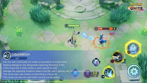 Inteleon using Liquidation in Pokemon UNITE