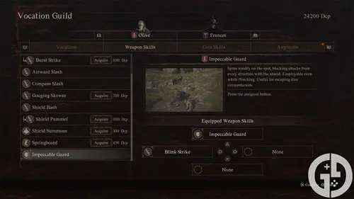 Image of the Fighter's Weapon Skills in Dragon's Dogma 2