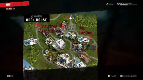 Dead Island 2 Family Garage Safe key location map