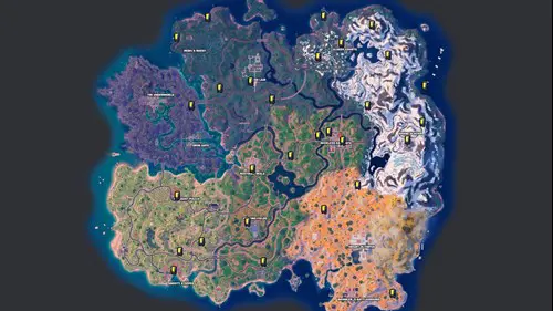 A map of all the Midas Vending Machine locations in Fortnite