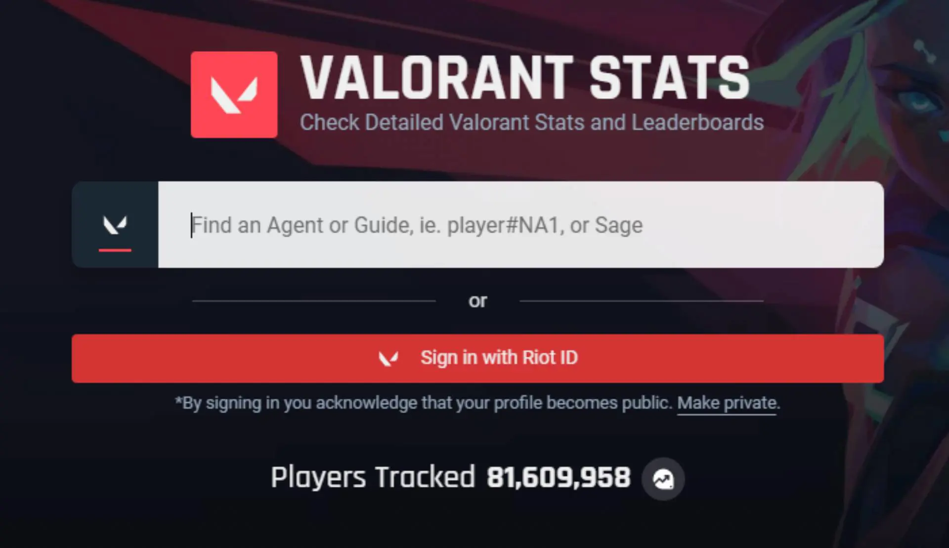 VALORANT Tracker Website login page