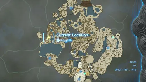 Screenshot of the first Great Sky Island Korok Seed location in TOTK