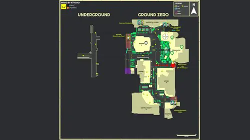 Map showing the Ground Zero car extract in Escape from Tarkov