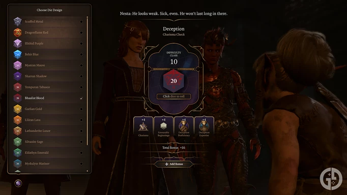 Image of the Dice Expansion mod options in Baldur's Gate 3