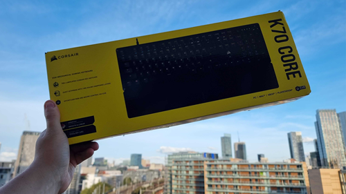 Corsair K70 Core keyboard in its packaging