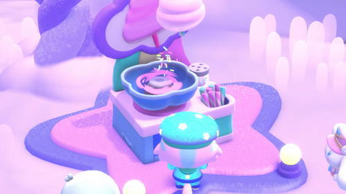 Cotton Candy being made in Hello Kitty Island Adventure