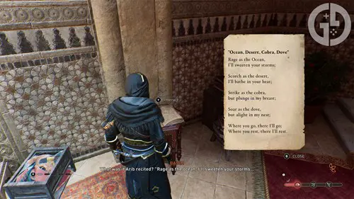 Arib's Poem and the solution to the AC Mirage book puzzle