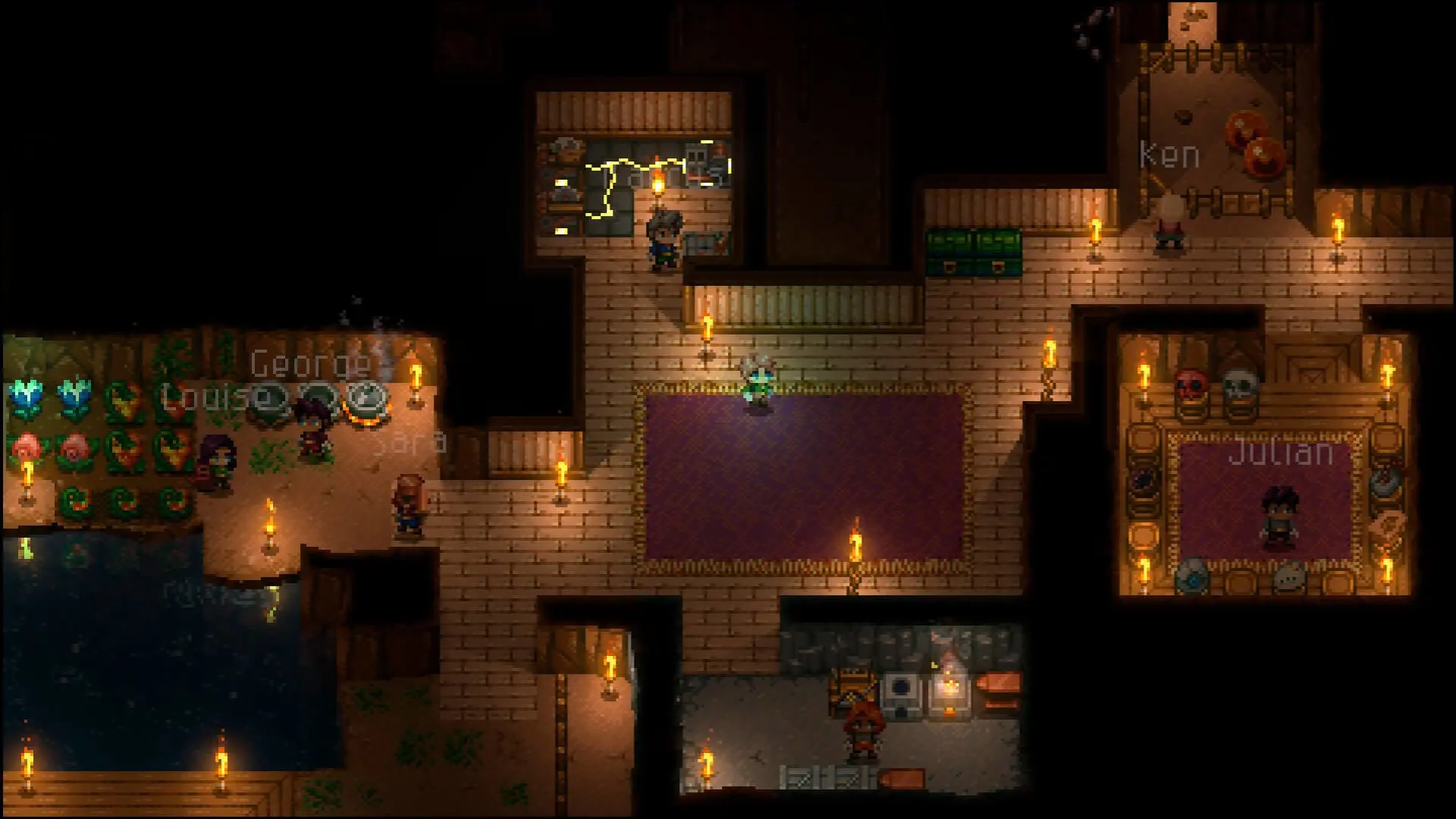 The player explores a cave in Core Keeper