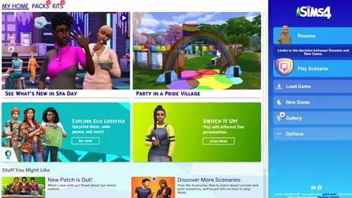 Sims 4 home menu