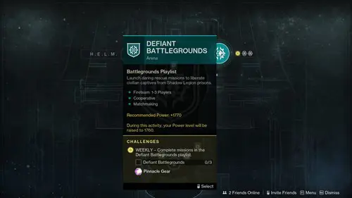 Destiny 2 defiant battlegrounds node