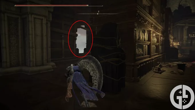 Image of a hole in the wall that takes you up to the Storehouse Loft in Elden Ring Shadow of the Erdtree