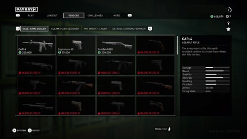 A collection of weapons you can unlock in PAYDAY 3