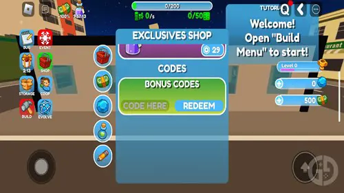 Hacker Tycoon codes redeem screen