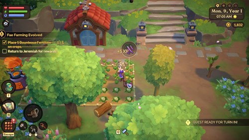 In-game screenshot of farming Bean Seeds in Fae Farm