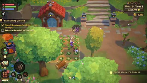 In-game screenshot of farming Bean Seeds in Fae Farm