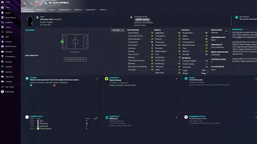 FM23 Elia Caprile Stats