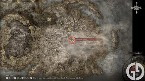 Map of Jagged Peak Summit in Elden Ring Shadow of the Erdtree