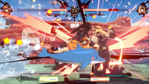 a fight and a dolphin in Guilty Gear Strive