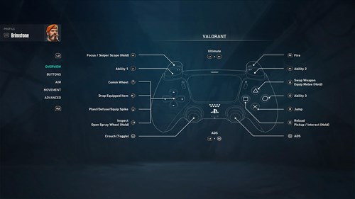 Valorant console controller layout