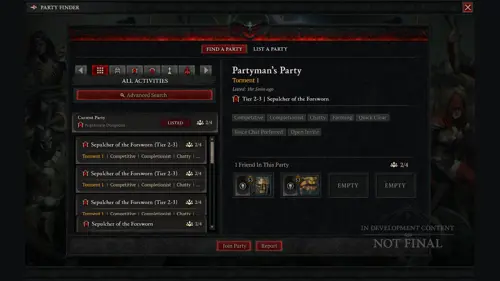 an image of the Diablo 4 Party Finder