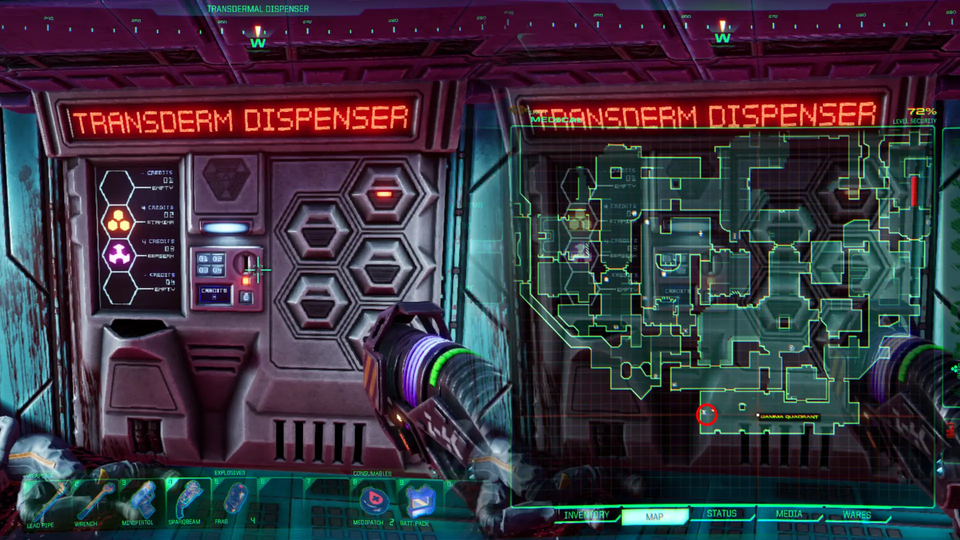 System Shock: Transderm Dispenser Machine location, Medical Floor 1