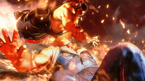 Key art of E. Honda throwing Guile in Street Fighter 6