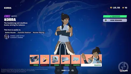 Korra Fortnite skin