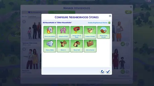 The Sims 4, Neighbourhood Stories options