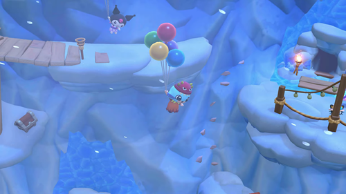 Using balloons with Kuromi in Hello Kitty Island Adventure