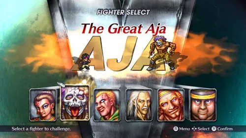 Screenshot of the fighter select screen in Live A Live