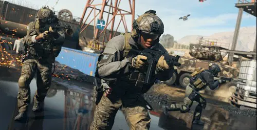 A squad rushes into battle in Call of Duty: Modern Warfare II.