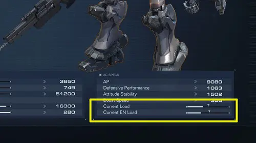 Weight capacity stats in Armored Core 6