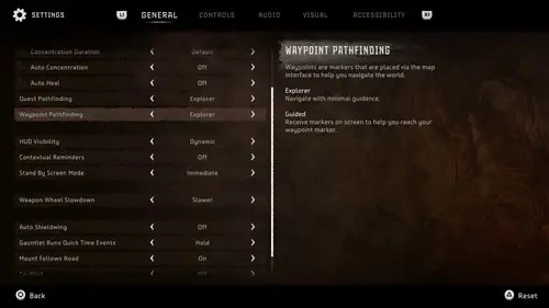 Horizon Forbidden West Explorer Vs Guided - Settings