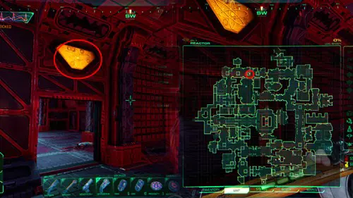 System Shock: Yellow reactor sign location