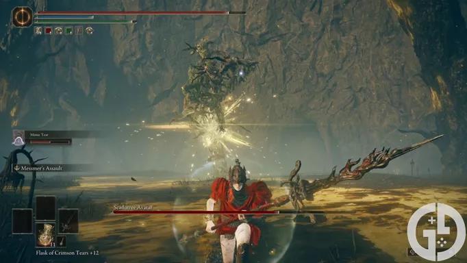 Image of the Scadutree Avatar's holy AoE attack in Elden Ring Shadow of the Erdtree