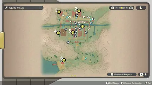 Pokemon Legends Arceus Wisp Locations: Map of Jubilife Village