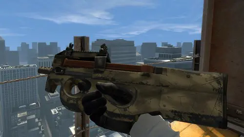 Screenshot of a poor condition P90 in CS:GO