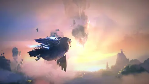 Ori and the Will of the Wisps screenshot showing Ori riding an Owl