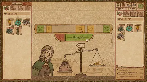 Screenshot of the haggle system in Potion Craft: Alchemist Simulator