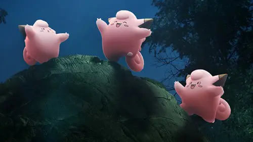 The Fairy-type Pokemon Clefairy appearing in Pokemon GO