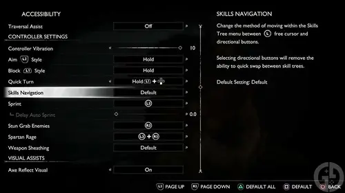 Accessibility settings in God of War Ragnarok