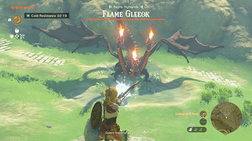 Link fires an arrow from the air against a Gleeok in The Legend of Zelda: Tears of the Kingdom