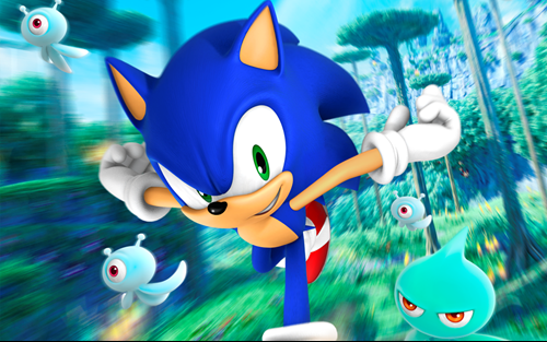 Sonic The Hedehog running through a forest