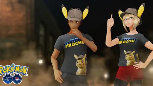 Some Detective Pikachu-themed Pokemon GO cosmetics