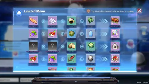 Tower of Fantasy: limited menu combinations