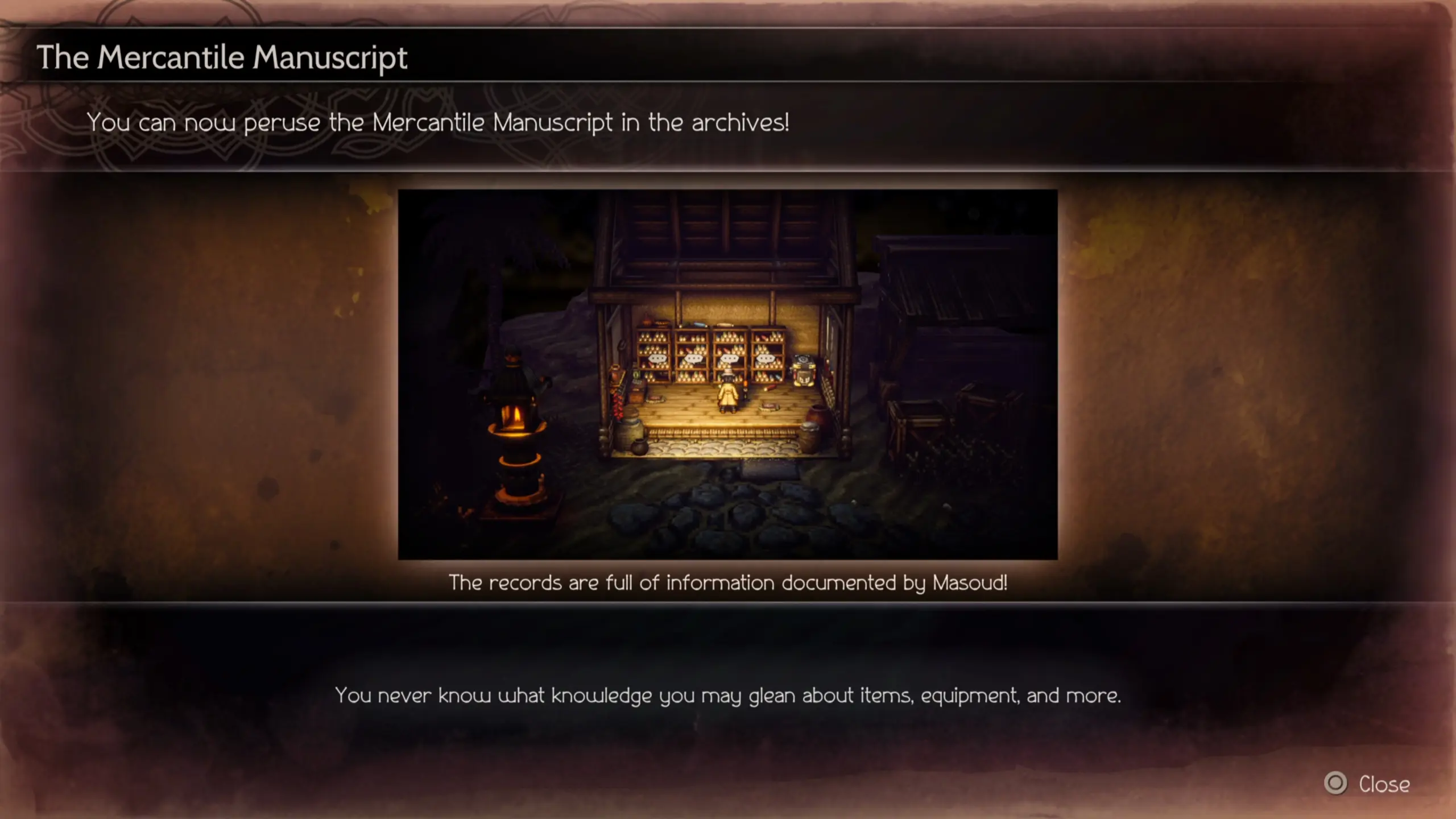 The Mercantile Manuscript in Octopath Traveler 2.