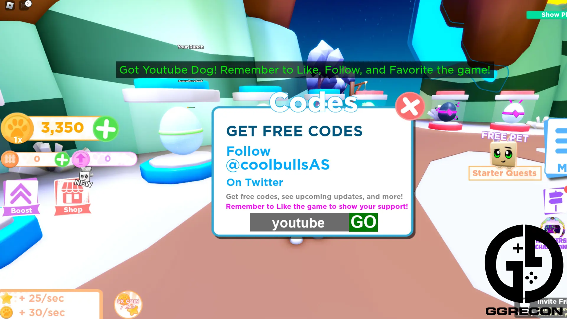 Image showing you how to redeem Pet Ranch Simulator 2 codes