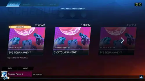 Rocket League Tournaments Times Schedule